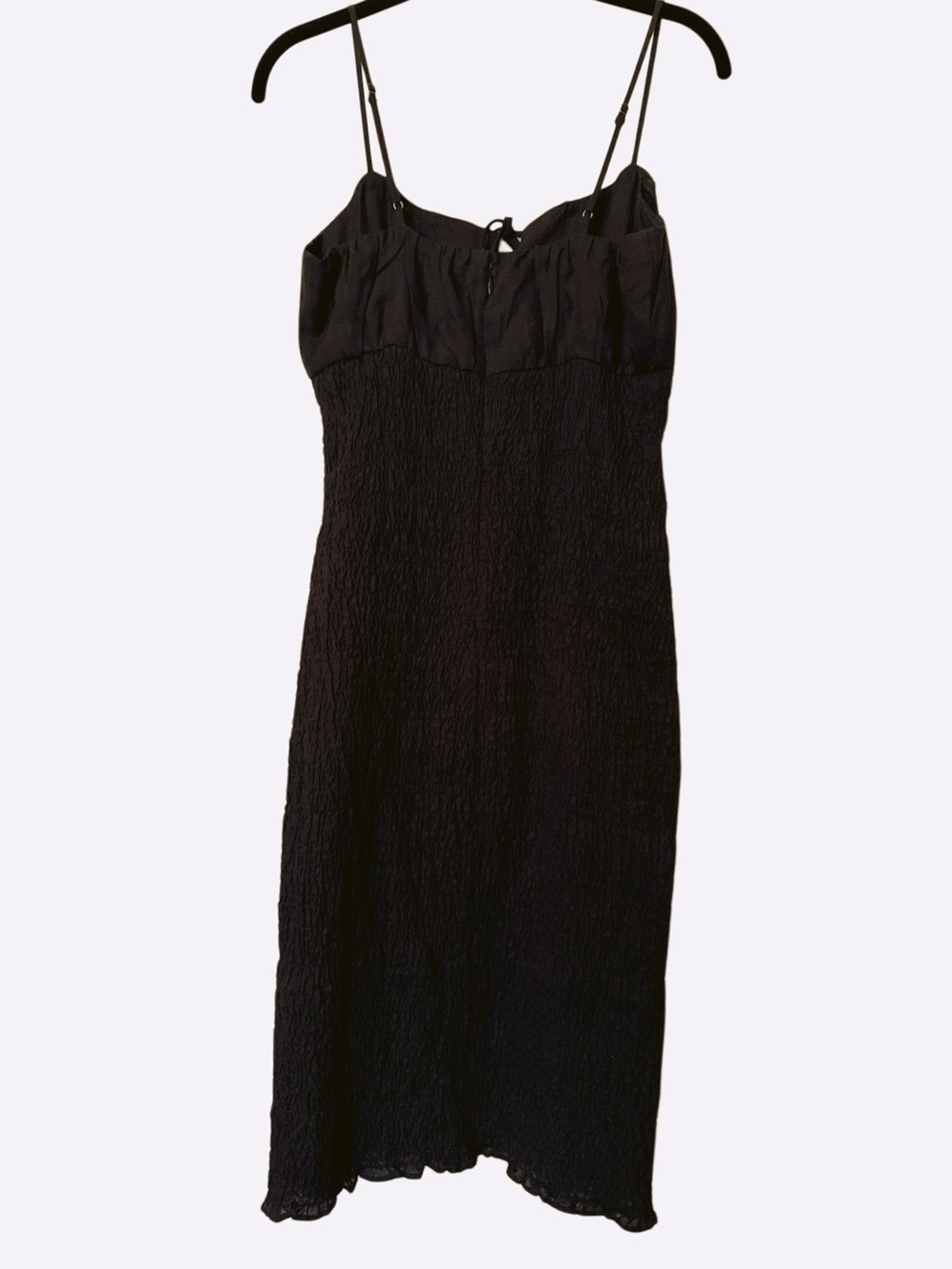 J. Crew Black Smocked Tie-Front Spaghetti-Strap Midi Dress